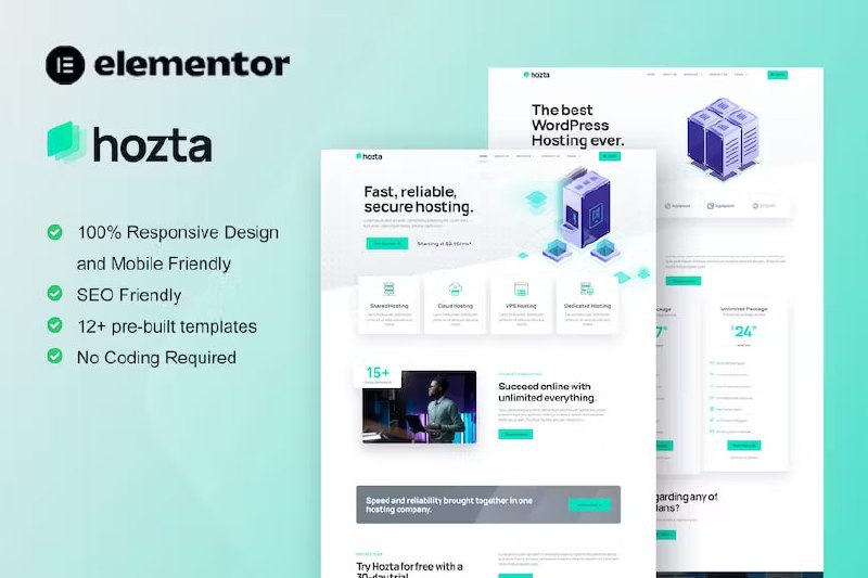 Hozta – Web Hosting Service Elementor Template Kit-艾瑞资源网