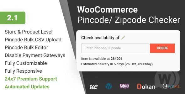 woocommerce pincode/zipcode checker-艾瑞资源网